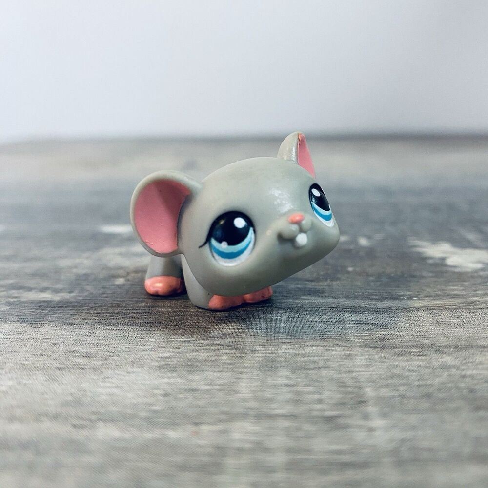 Vintage AUTHENTIC Littlest Pet Shop 80 Gray Mouse Blue Eyes